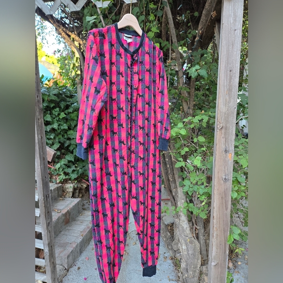 Vintage 90s onesie Pajama Holiday Cozy Dogs s m - Picture 7 of 10